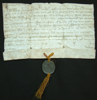 Image of the Papal Bull manuscript.
